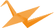 An orange origami bird flying