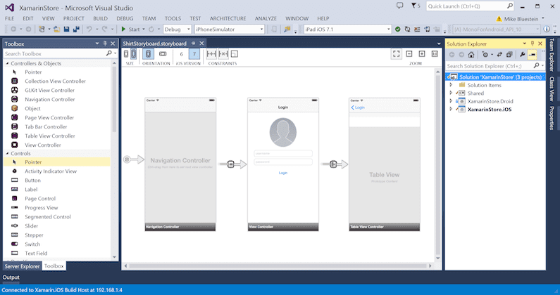Screenshot of Microsoft Visual Studio with Xamarin
