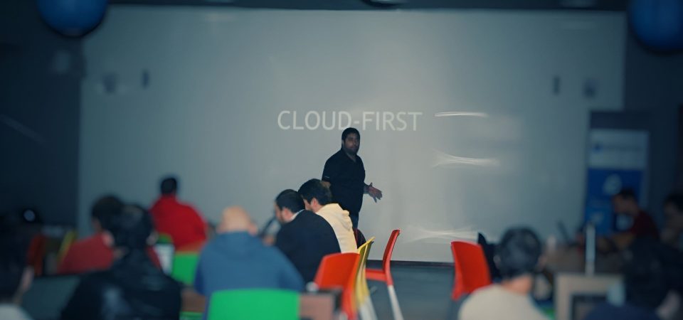 Photo of Kaizen Softworks CEO at Global Azure Bootcamp Montevideo