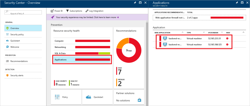 Screenshot of Microsoft Azure Security Module