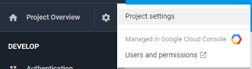 Screenshot of Firebase Cloud Messaging Project Settings