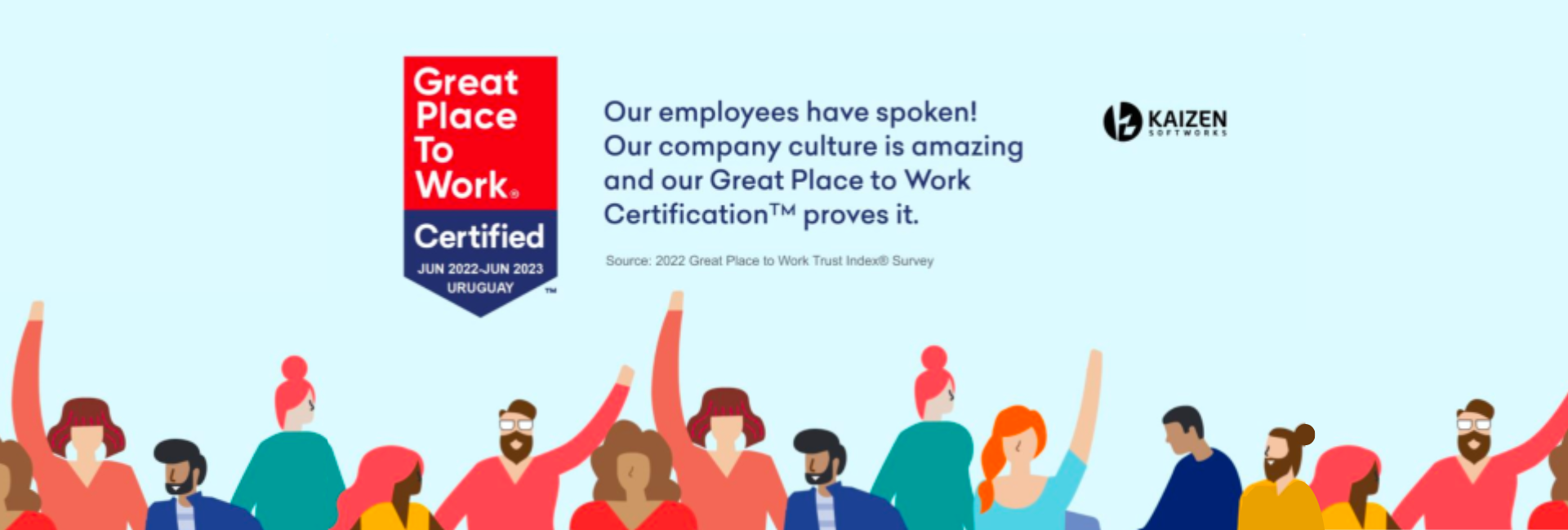 An image displaying the Great Place to Work badge, emphasizing high satisfaction and positive feedback from employees