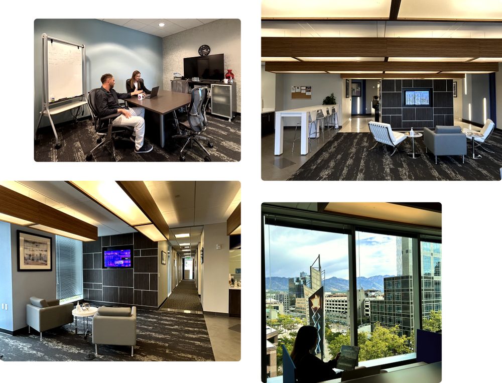 Collage of photos of Kaizen Softworks' workspace in Salt Lake City