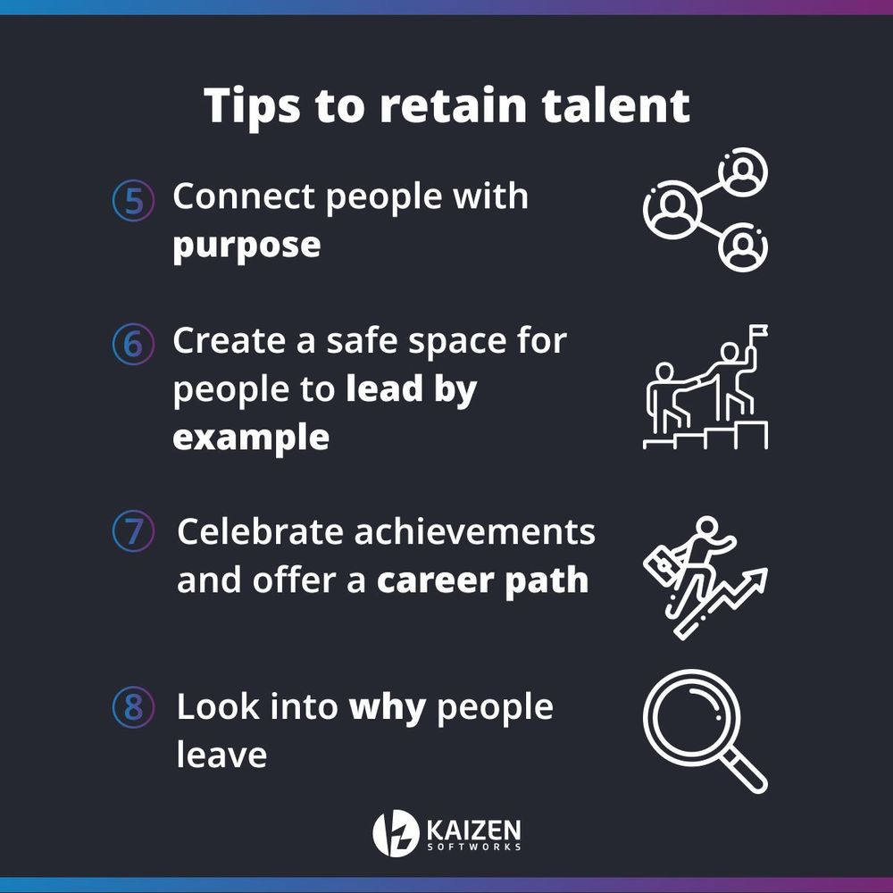 Image with tips to retain software development talent