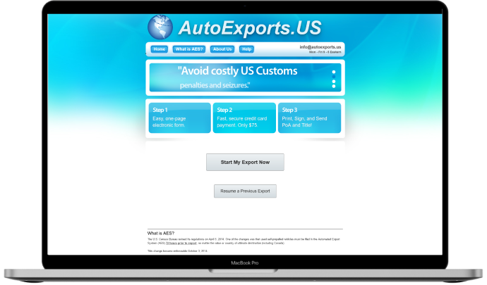 Desktop screen preview of the previous design for an Autoexports platform, showcasing features related to automotive exports and trade.