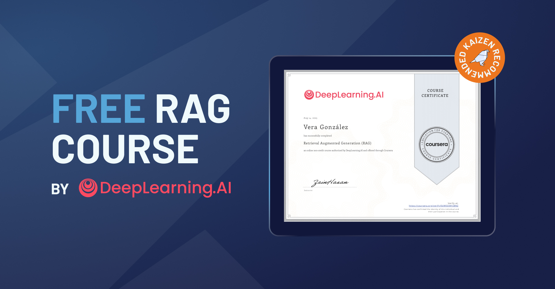 Free Retrieval Augmented Generation (RAG) course from DeepLearning.AI